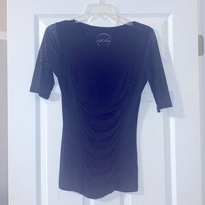 INC top with mesh neck and sleeve black sz small